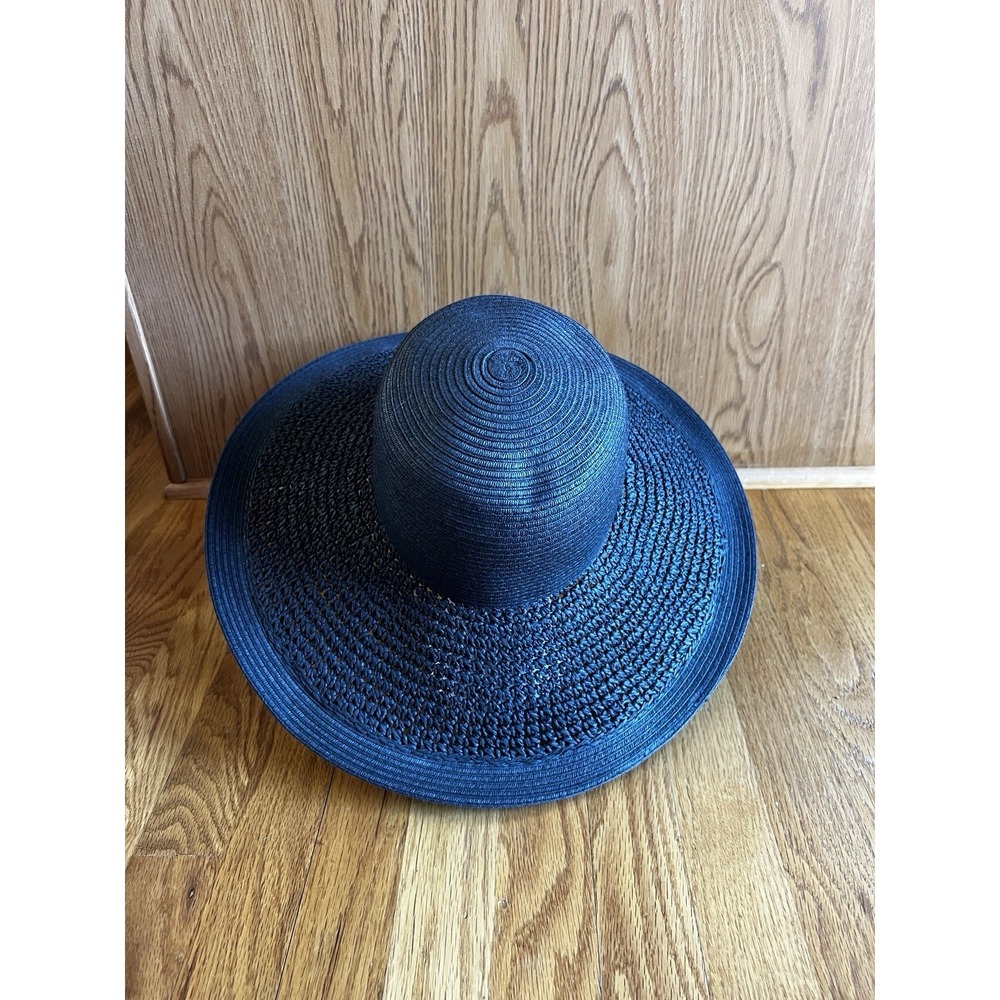 J. Crew‎ Textured Summer Straw Hat 09500 Packable Wide Brim Dusty Dune Black - Picture 5 of 10
